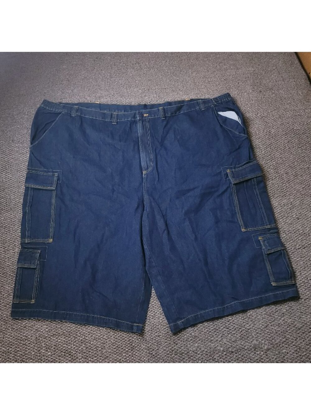 KingSize Cargo Jean Shorts Mens 62 Big Tall Elastic Blue Jorts Cotton Denim y2K